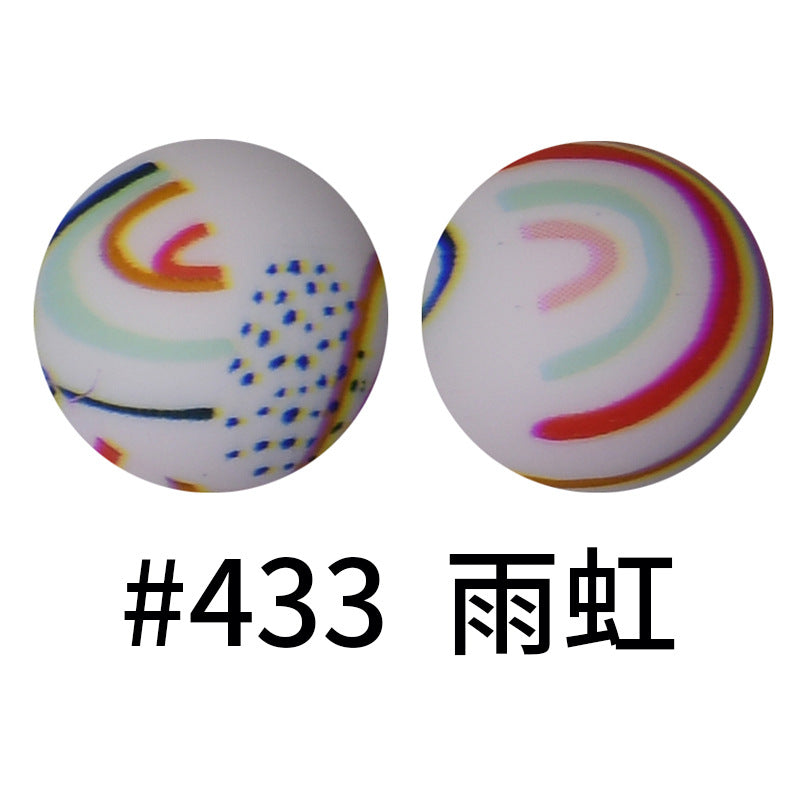 Wholesale 50pcs 16mm Print Silicone Beads Colorful Silicone Water Transfer Beads